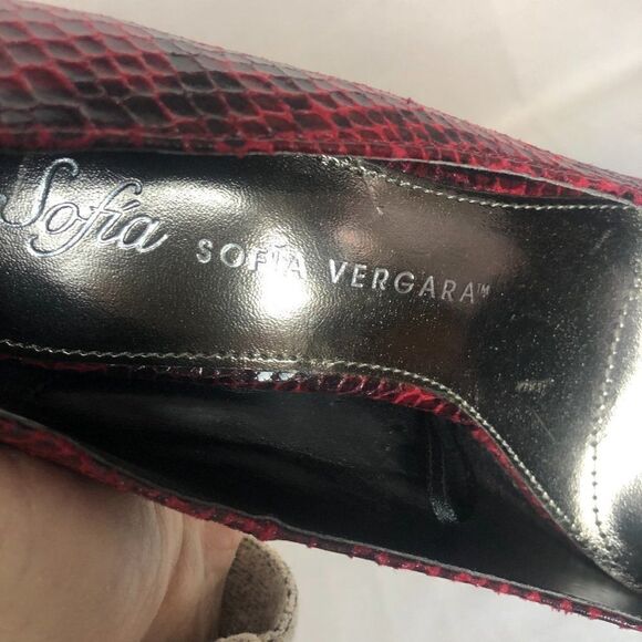 Sophia Vergara Platform Heels Faux Snake Skin Red Black Sz.7.      B1 - Picture 8 of 9